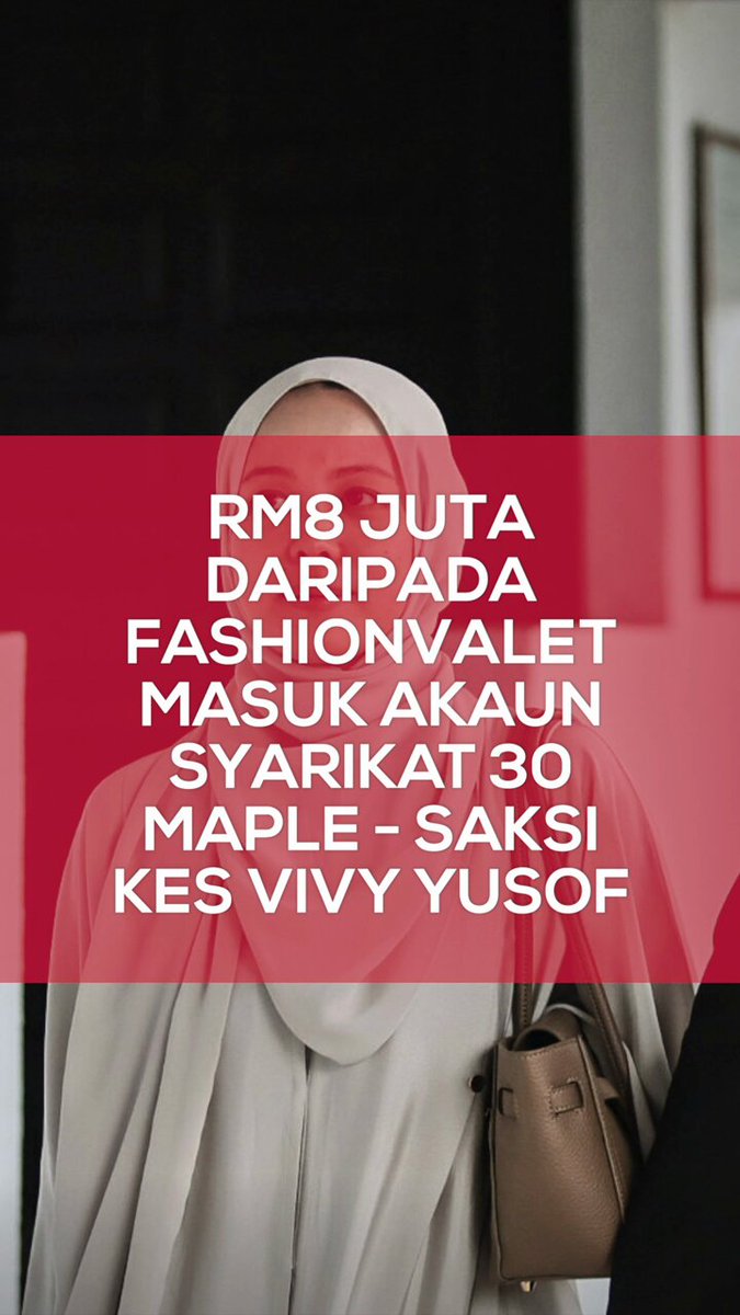 Mahkamah Sesyen Kuala Lumpur hari ini diberitahu terdapat dua transaksi kemasukan wang berjumlah keseluruhan RM8 juta daripada akaun Fashion Valet Sdn Bhd ke dalam akaun bank milik syarikat 30 Maple Sdn Bhd, lapan tahun lalu. Berita penuh: