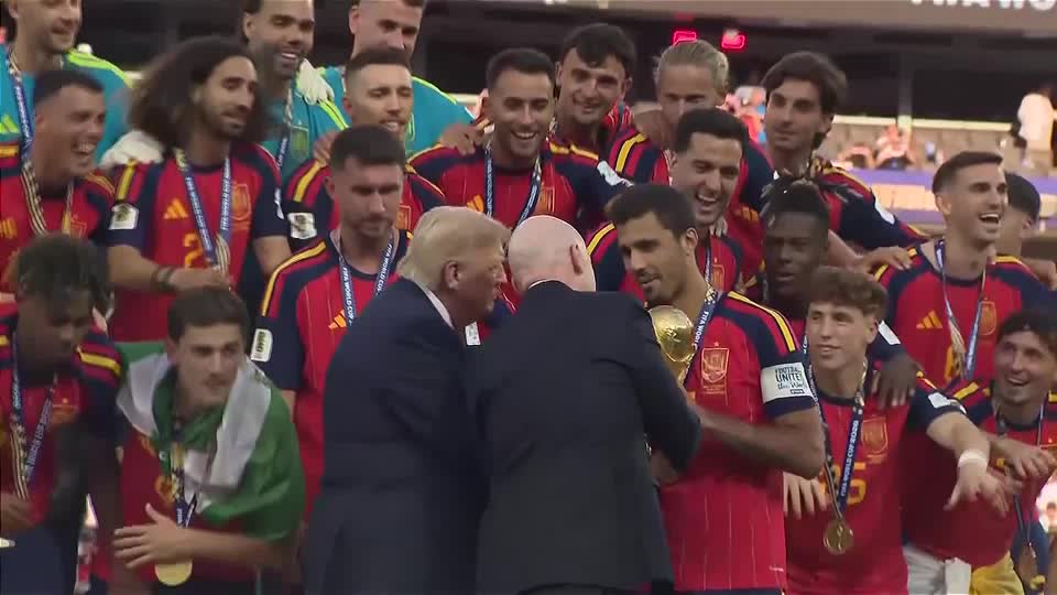 Boos were heard as US President Donald Trump and FIFA President Gianni Infantino took to the stage for the World Cup trophy ceremony