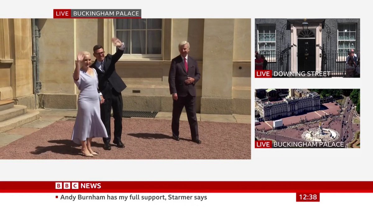 New UK Prime Minister Andy Burnham leaves Buckingham Palace and heads for Downing Street Follow our live coverage and his speech: