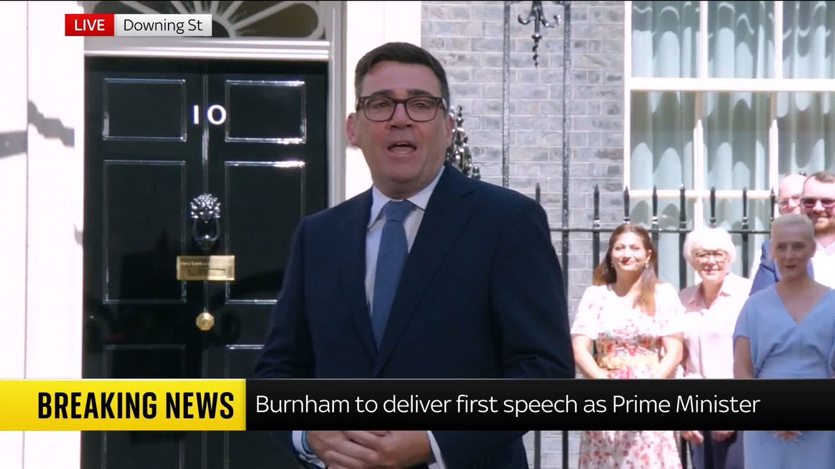 "Britain needs to show the world that we can regain our stability once again." After a round of applause, Andy Burnham delivers his first speech as prime minister, acknowledging he is the seventh PM since 2016. 📺 Sky 501, Virgin 602, Freeview 233