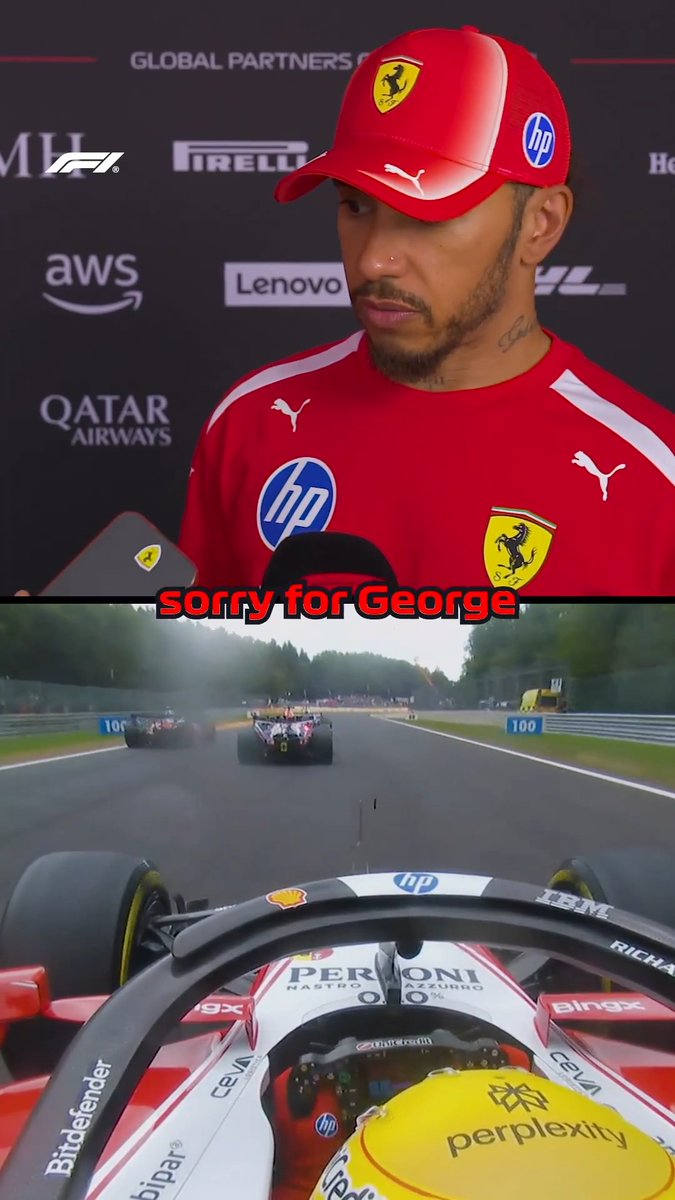 "I think it was racing" Lewis Hamilton reacts to his unfortunate collision with George Russell on the first lap at Spa 🗣️ #F1 #BelgianGP