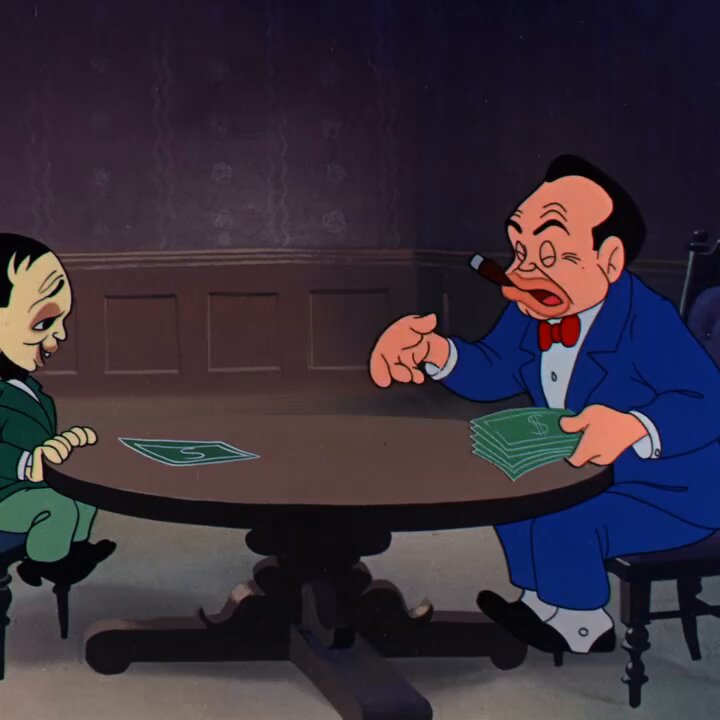 Interestingly, despite being Hollywood's two most recognizable "bad guys," Edward G. Robinson and Peter Lorre never actually shared the silver screen together in a live-action feature film, making Racketeer Rabbit (1946) all the more memorable.