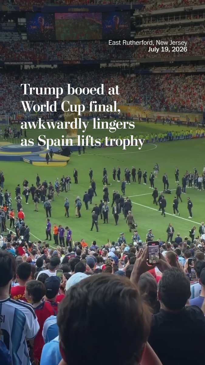President Trump appeared to shake off FIFA President Gianni Infantino as he lingered onstage after presenting Spain their second World Cup trophy ever. Trump stood next to the team as they lifted the trophy. Read more: