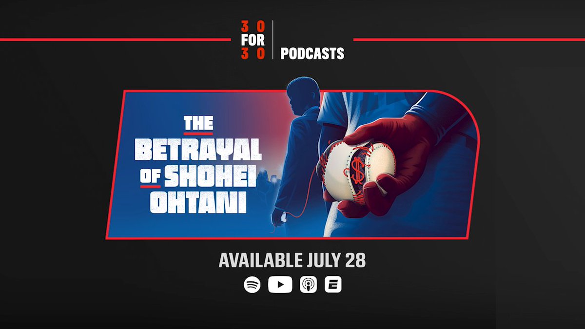 The Betrayal of Shohei Ohtani 👀 The newest 30 for 30 podcast details the biggest scandal in modern baseball — When Shohei Ohtani's interpreter stole millions from him. Listen to the first two episodes on July 28th 📲🍿