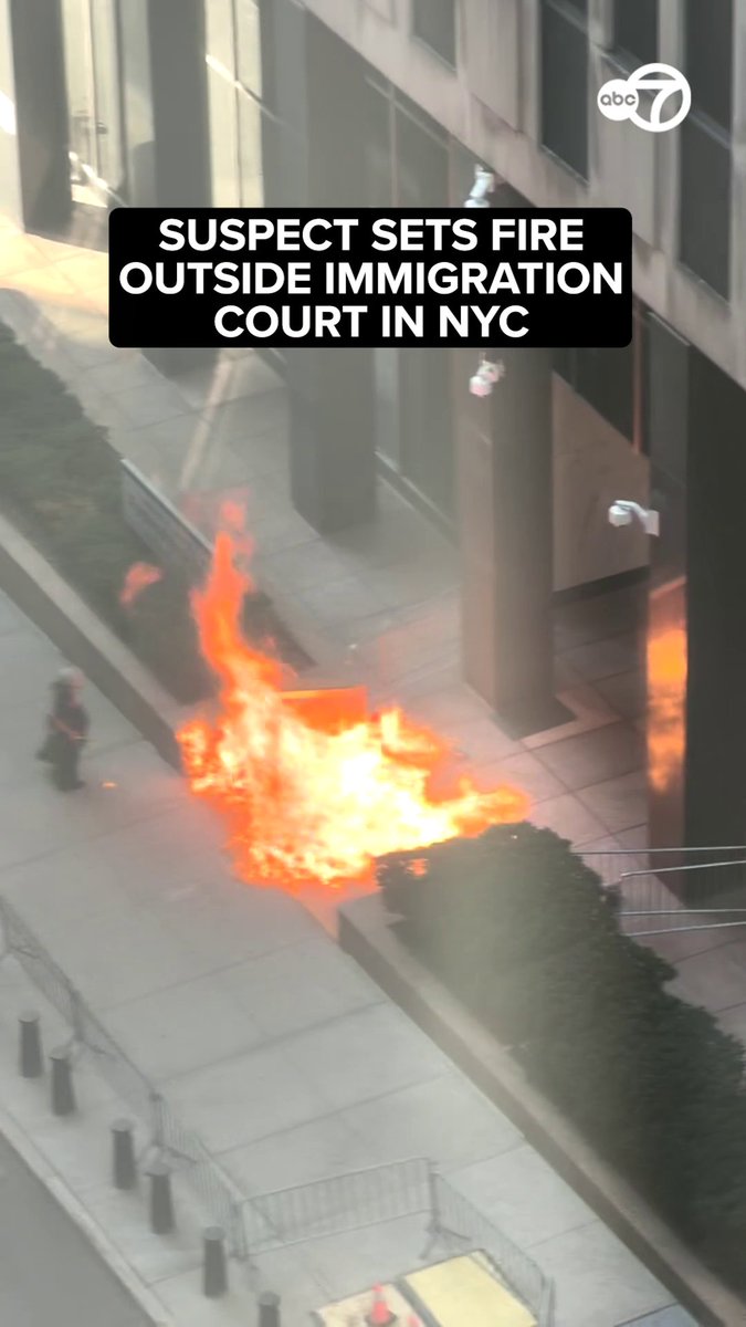 WATCH: Man with history of anti-ICE activity sets fire outside immigration court in New York