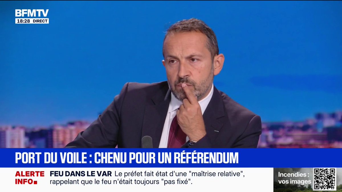 Interdiction du voile dans l'espace public: "Aujourd'hui le voile est un outil politique pour contester l'État républicain", estime Sébastien Chenu (RN)