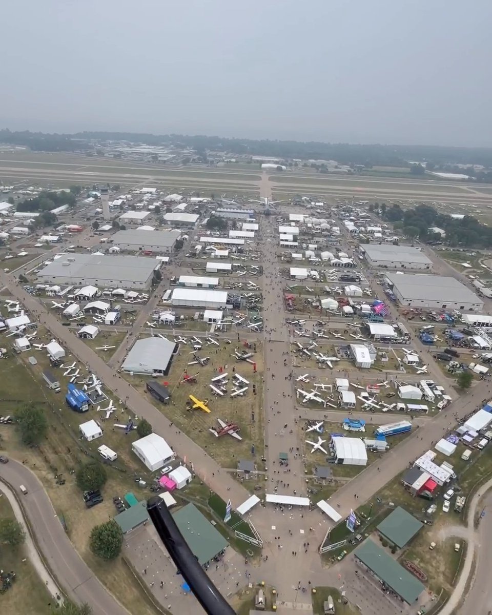 A bird's-eye view of EAA AirVenture Oshkosh — can you spot our pavilion? #OSH26 Even from 400 feet, it’s hard to capture the scope of this 1,500-acre aviation celebration — which welcomes more than 10,000 aircraft and 700,000 attendees from 90+ countries throughout the week. Along with our decades-long partnership with EAA, our footprint here has grown, as has our enthusiasm for sharing and learning with the global aviation community! ✈️🎉