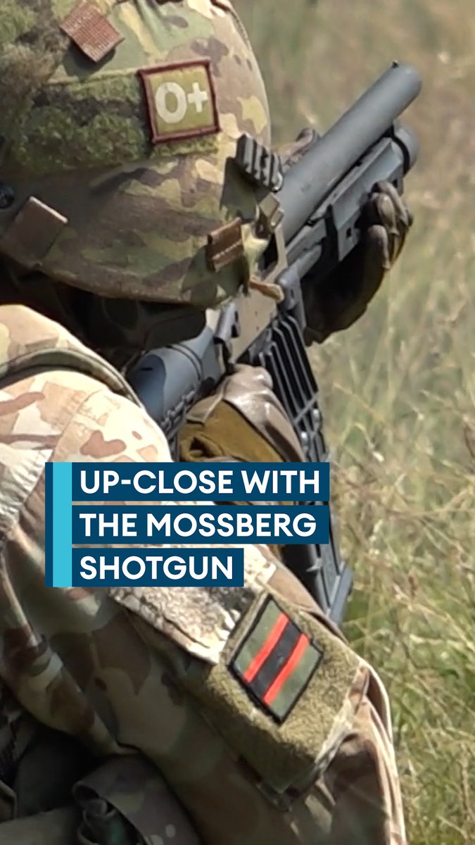 Up close and personal with a drone killer 💥 Ambidextrous, fitted with an Eotech sight and equipped with a telescopic stock to fit the firer Corporal Luke O'Neill breaks down the durable, American-made pump-action firearm