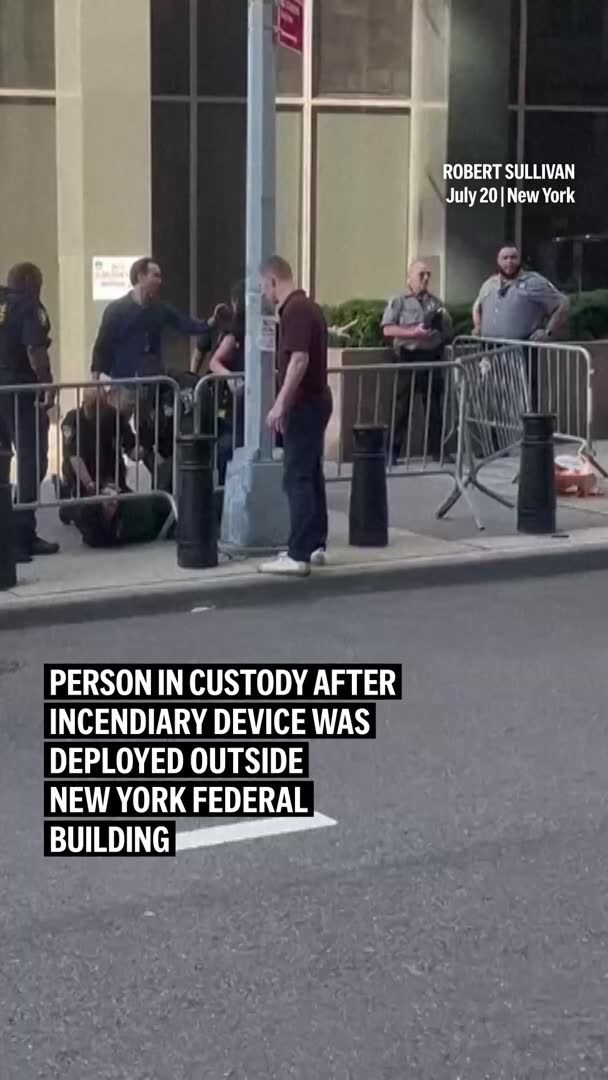 A person who authorities say deployed an incendiary device outside a New York federal building Monday, the FBI said. The FBI New York Joint Terrorism Task Force was investigating smoke and flames outside of 26 Federal Plaza.