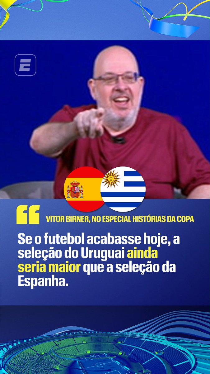 URUGUAI É MAIOR QUE A ESPANHA? 👀⚽ Durante o Especial Histórias da Copa, Vitor Birner afirmou que, pelo passado extremamente vitorioso da seleção uruguaia, eles ainda são considerado maior que a Espanha! 🇺🇾 #ESPN2026 #FIFAWorldCup #Uruguai