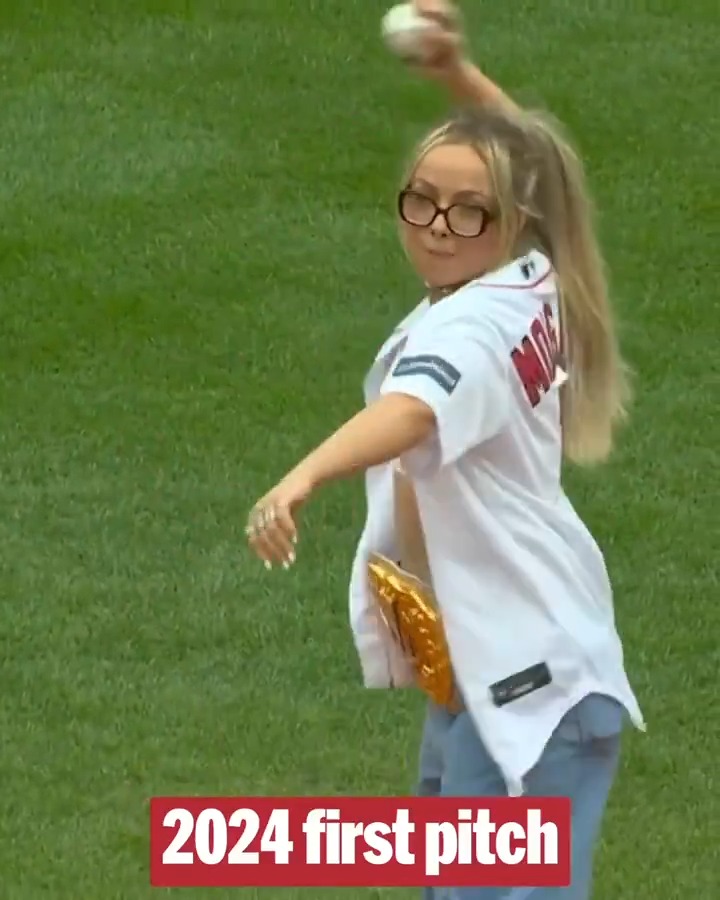 Liv Morgan's first pitch at Fenway Park in 2024 was elite 👑