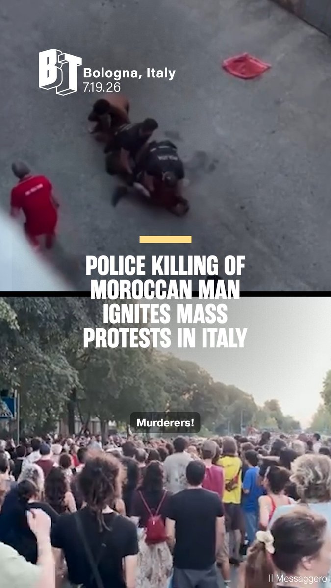 "He was asking for help, because they were beating him to death." In Italy on Sunday, 43-year-old Moroccan-born Abderrahim Fakir died while police officers were restraining him on the ground. The footage has drawn comparisons to the killing of George Floyd. Fakir was killed in Pilastro, a working-class neighborhood in Bologna. Video filmed by a neighbor shows at least two police officers pinning him to the ground as he calls for help and pleads for them to stop. Members of a medical response team can be seen standing nearby. The video rapidly spread on social media, prompting protests and demands for justice. Fakir’s relatives have called his death a “state assassination.” “They killed my brother in cold blood. I want justice,” said Khadija, the sister of Abderrahim Fakir. Social movements are demanding accountability for police violence, an end to racial profiling, and a stop to the militarization of working-class and migrant neighborhoods.