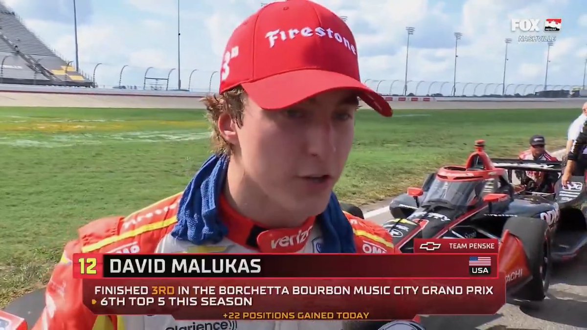 David Malukas finishes on the podium. He's with Georgia Henneberry after a great drive at Nashville.