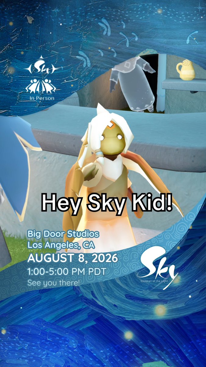 The LA Sky Assembly is fast approaching! 🥳 Mark your calendars for July 27th to get your tickets 🎟️ On August 8th, visit us in LA to meet fellow Sky Kids, discover a special Dear Van Gogh experience, and pick up some exclusive goodies along the way. We’ll see you there! 📅 August 8th ⏰ 1:00 - 5:00 PM PDT 📍 Big Door Studios, Los Angeles CA 🎟️
