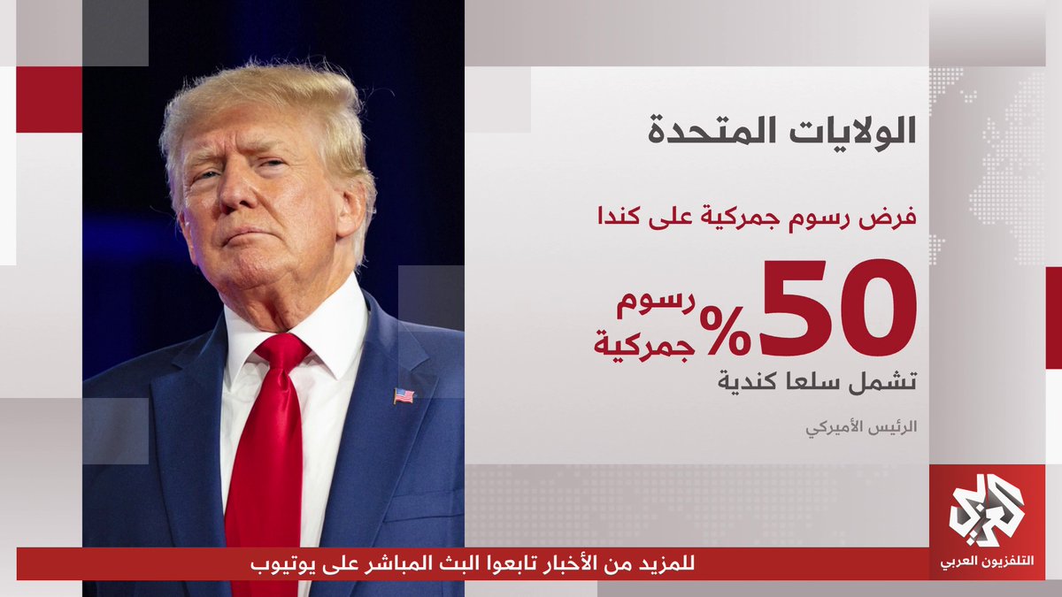 الرئيس الأميركي دونالد ترمب يفرض رسوما جمركية جديدة بنسبة 50% على بعض السلع الواردة من كندا