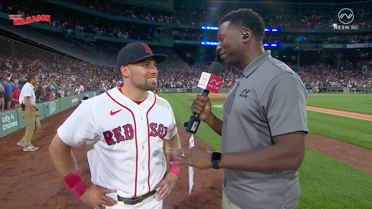 Caleb Durbin after hitting the go-ahead homer in the Red Sox 14th straight victory 👀🔥 🎙️Jahmai Webster presented by W.B. Mason Co. 🤝