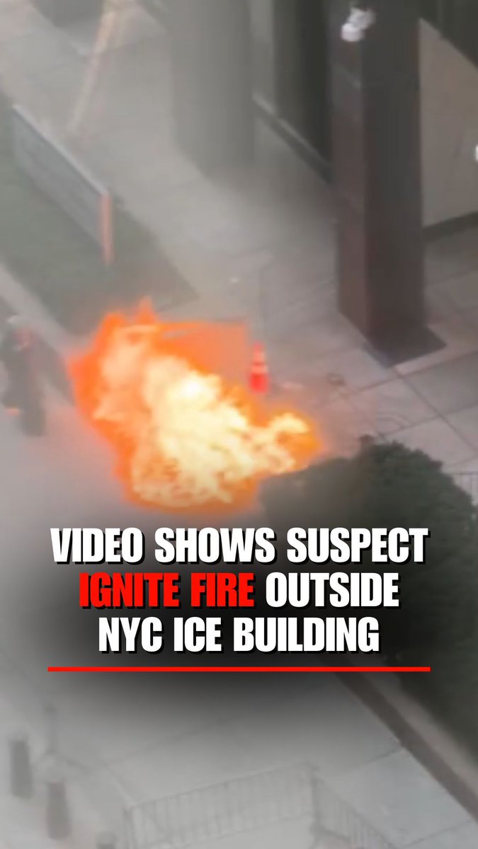 Video shows suspect Andrew Arrabaca allegedly pouring gasoline and setting a fire outside Manhattan's 26 Federal Plaza, home to New York's immigration court and ICE offices. Arrabaca is now in custody. Sources tell FOX News he had "anti-ICE stuff on him" at the time of the alleged attack.