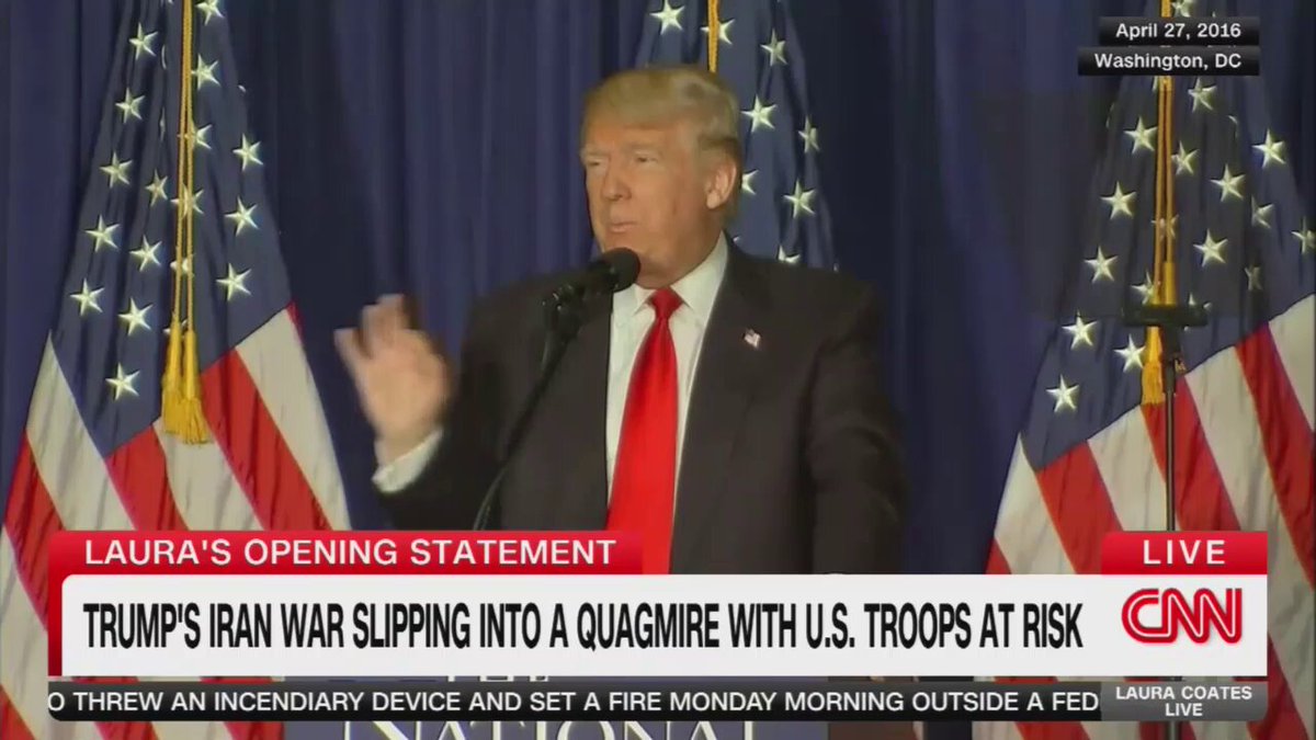 CNN montage of Trump’s statements saying he would not get us into endless wars and his statements on this current war.