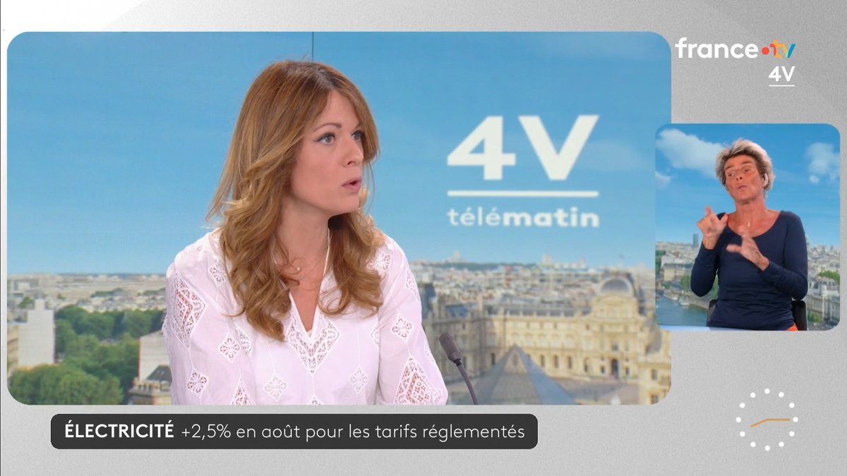 🔴 Augmentation des tarifs réglementés de l'électricité de 2,5% au 1er août : 🗣️ "C'est une décision de la CRE. Ce n'est pas de l'argent qui arrive dans les caisses de l'Etat" défend Maud Bregeon, ministre déléguée en charge de l’énergie, porte-parole du Gouvernement. #Les4V