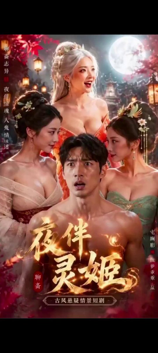 《聊斋之夜伴灵姬》 新 男主为了流量直播进兰若寺，刚进去就被干尸吓得腿软。一个妖娆女鬼扑上来，骚逼直接坐上他的大鸡巴，疯狂扭腰榨阳气，操得他爽到魂飞魄散！ 全集请看： #AI短剧 #短剧大全 #热播短剧 #短剧