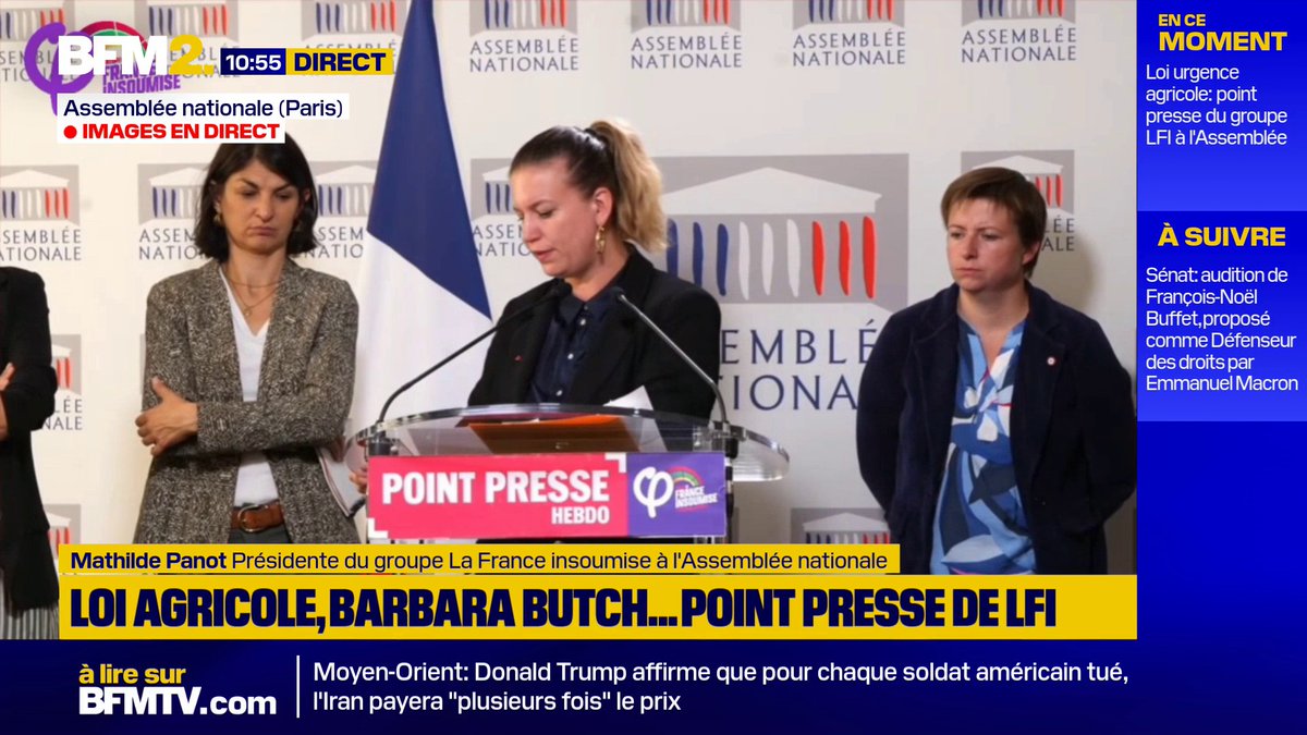 💬 "Je comprends la demande de déprogrammation, après je le dis, nous ne validerons jamais, s'ils ont existé, ni les insultes, ni les jets de projectiles" Mathilde Panot, présidente du groupe LFI à l'Assemblée, sur le concert de Barbara Butch interrompu à Grenoble #BFM2