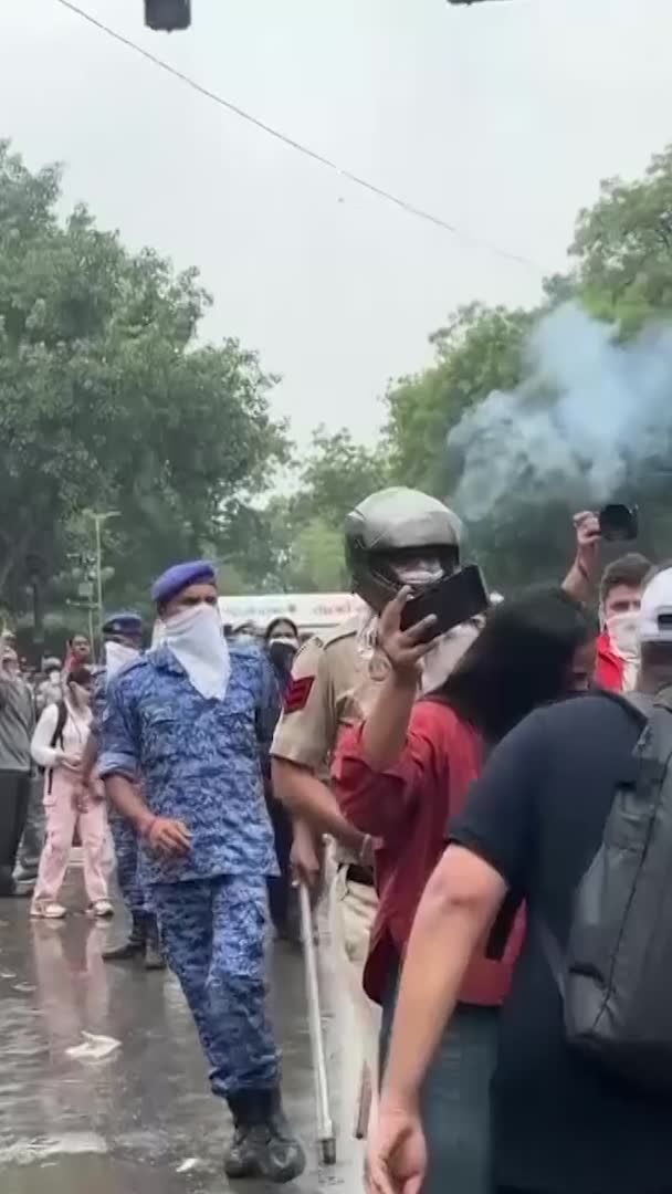 Indian police on July 20 struck students protesting for education reforms with batons and fired tear gas shells in New Delhi. Thousands of young demonstrators demanded the resignation of Education Minister Dharmendra Pradhan over question paper leaks that affected more than 2 million students