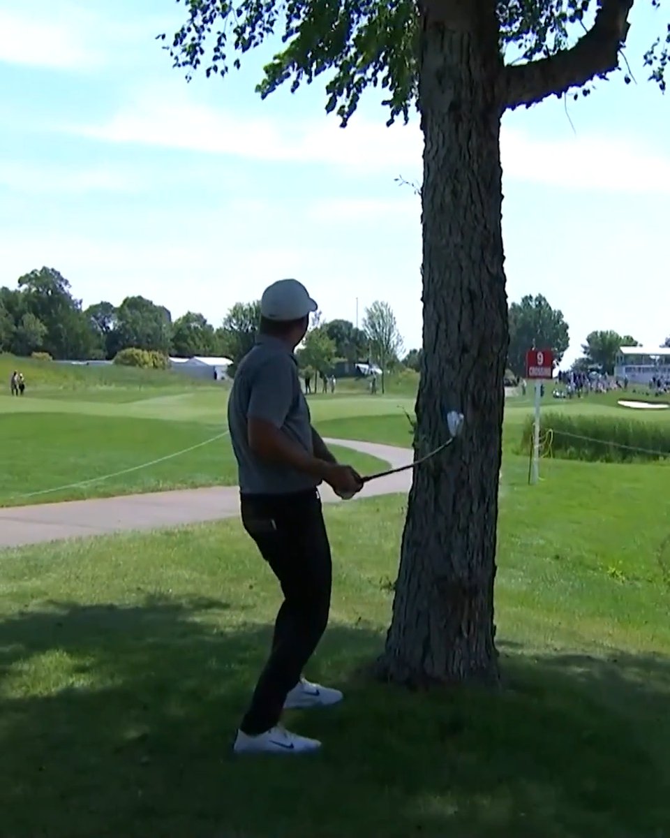 How?! 🤯 Nick Hardy's ridiculous escape that ended up with a broken club 3M Open. #TOURVault