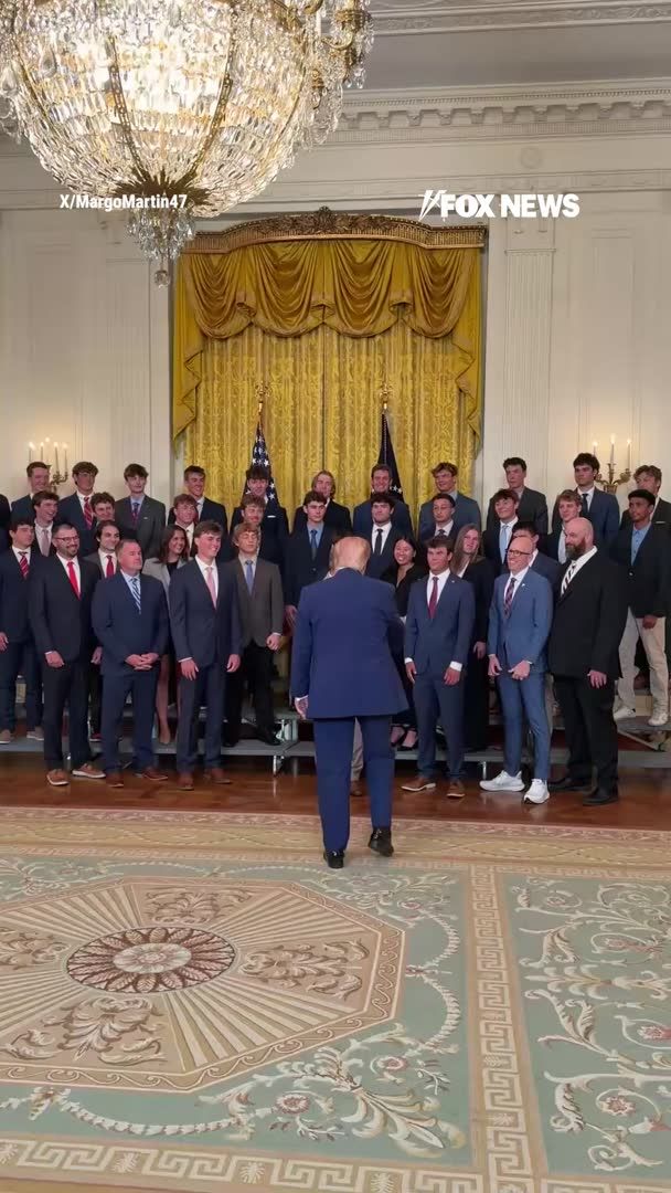 President Trump welcomes four NCAA championship teams from Denison University to the White House, greeting the student-athletes and recognizing their achievements. | Margo Martin