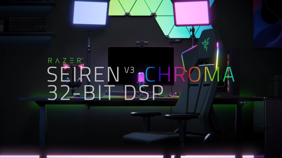 Light up your voice with the Razer Seiren V3 Chroma 32-Bit DSP: Stream-reactive Razer Chroma RGB transforms your setup by enhancing your stream with immersive, dynamic lighting. Combined with a 32-Bit DSP and AI-powered Smart Audio that adapts to your space for consistently clean vocals, you can focus on entertaining your audience while your setup does the rest.