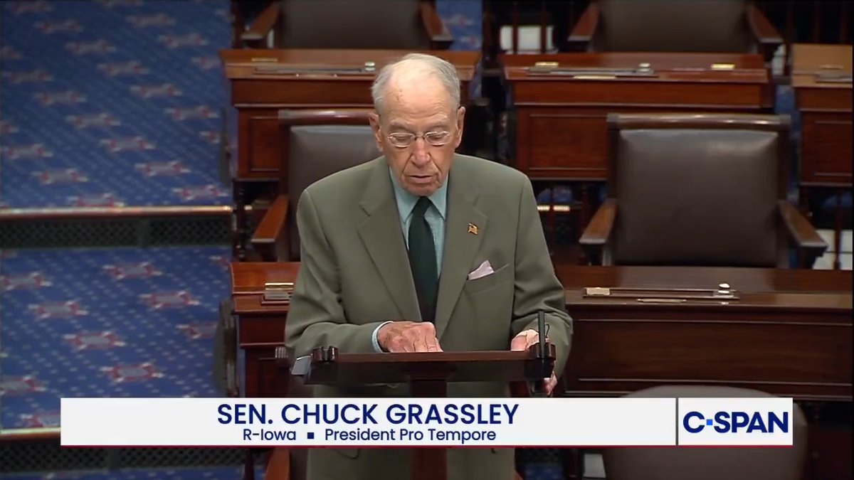 Sen. Chuck Grassley (R-IA) criticizes Democrats' "refusal" to fund the government: "Rather than prioritizing ordinary Americans, the other side of the aisle decided to hold government funding hostage to support and score political points with their activist vase."