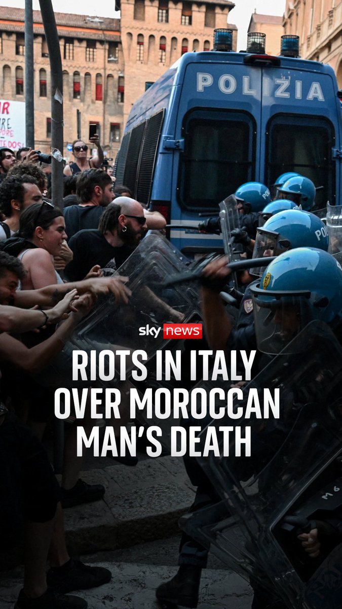 Protesters have clashed with police in Bologna, Italy, after a 42-year-old Moroccan man died after officers restrained him on the ground. Sky’s alex rossi explains the latest
