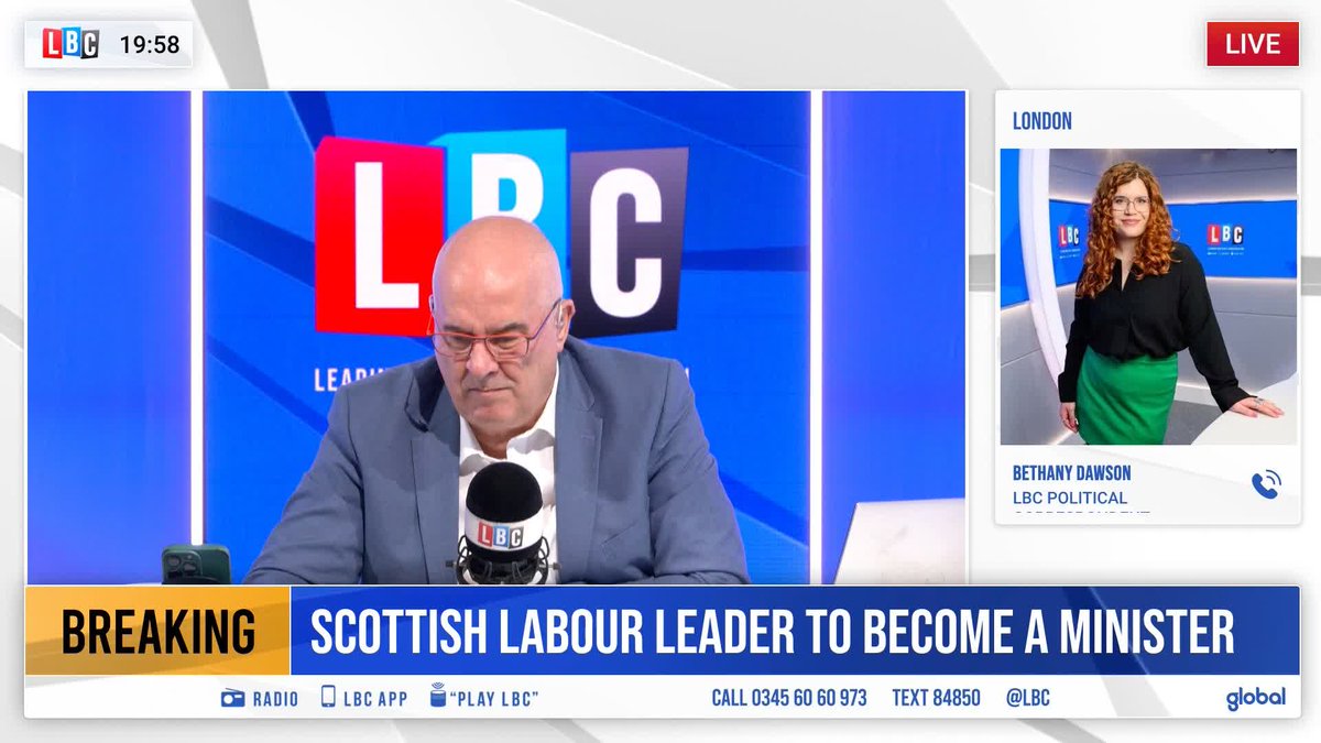 'Andy Burnham is going to put Scottish Labour leader, Anas Sarwar, in the House of Lords so that he can be made a minister.' LBC's Political Correspondent Bethany Dawson brings Iain Dale 🏴󠁧󠁢󠁥󠁮󠁧󠁿🇬🇧 ⚒️ the latest.