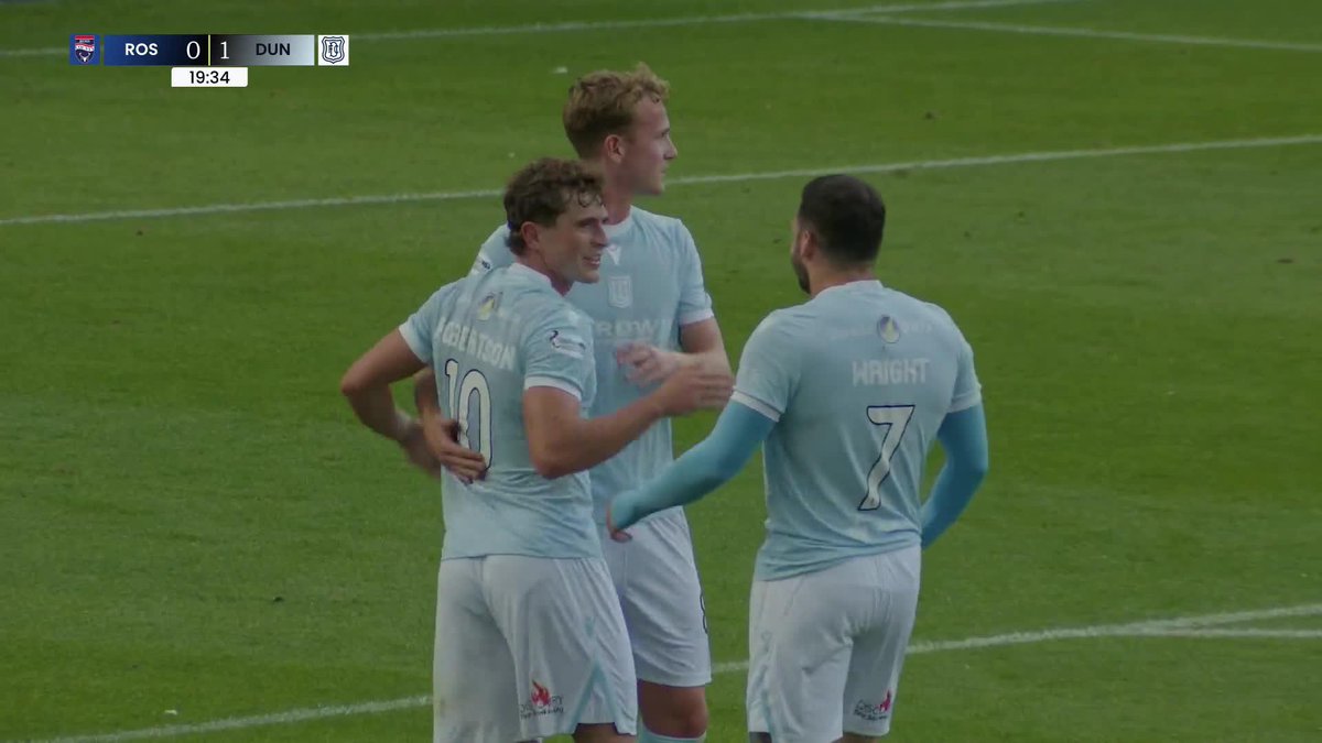 Fin Robertson produces a moment of pure quality with a stunning free-kick! 👏 The midfielder hands Dundee Football Club a 1-0 lead with a brilliant strike 🔵 #PremierSportsCup