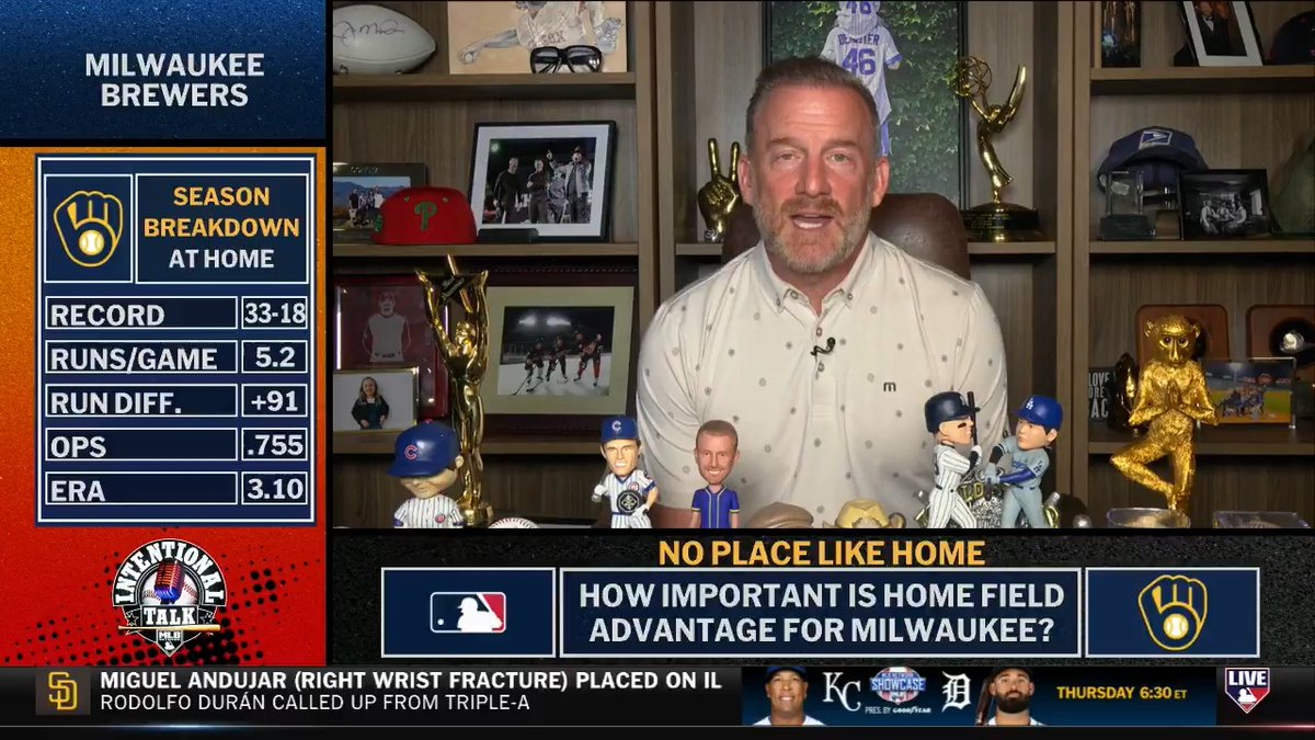 The Brewers currently possess the best record in MLB and the best home record in the NL 👏 How important is home field advantage to Milwaukee? Siera Santos | RyanDempster | Kevin Millar