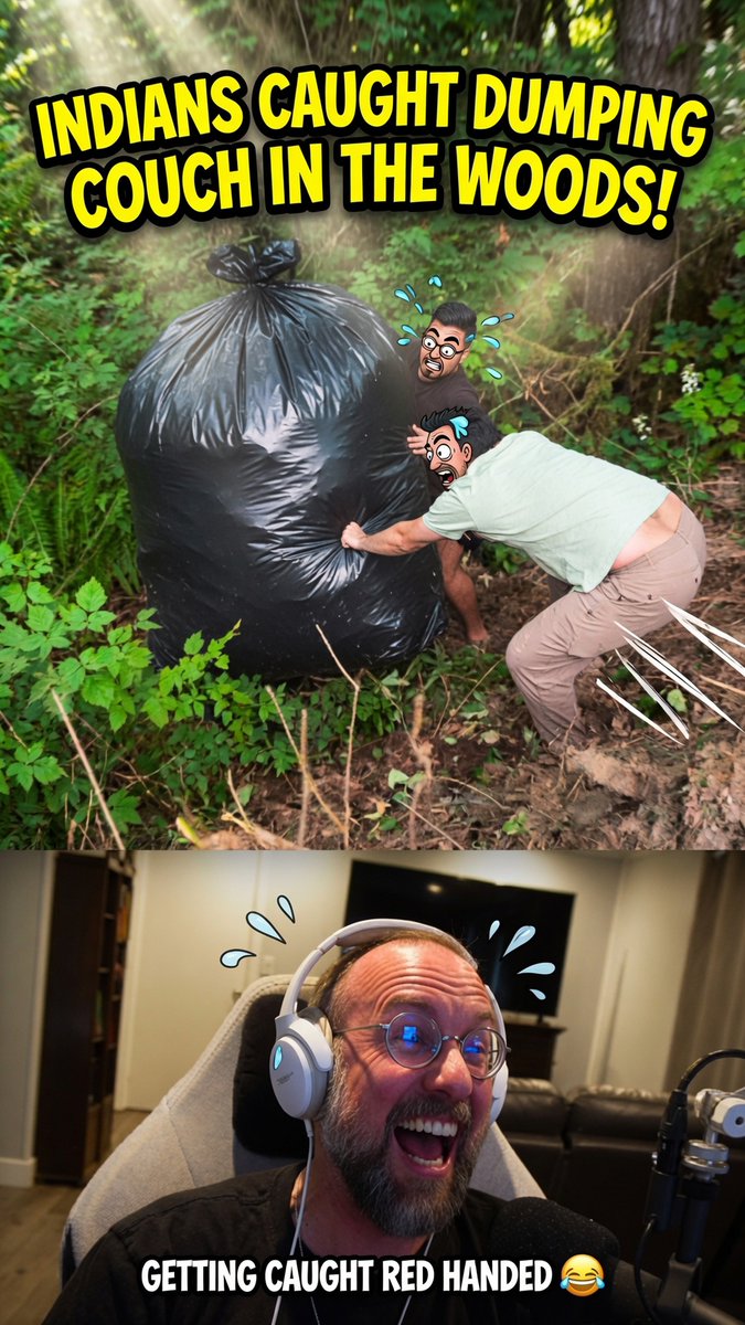 A group of Indians was caught dumping couches in the woods in Canada. The guy forced them to clean it up.