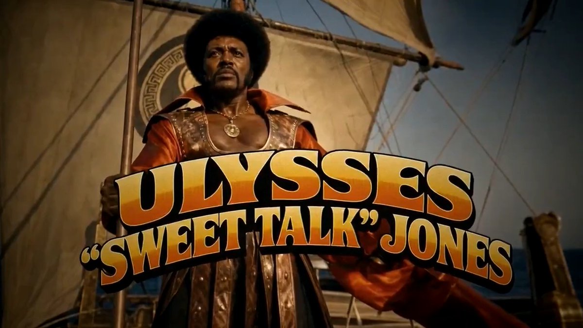 In 1976, Rudy Ray Moore directed an adaptation of Homer's Odyssey. The studio shelved it after one screening. The only known trailer sat in a Detroit storage locker for 49 years. "He whupped a one-eyed giant TWICE his damn size — rocked that big sucka to sleep and put out his only eye." "The sirens tried to sing his ass under. Circe turned his crew to swine. But you can't hold a badass brother with a hurricane for a spine." "Poseidon sent the whole damn ocean after him — and STILL couldn't put this cat to sleep." Ulysses "Sweet Talk" Jones. Ten years. Ten thousand miles. One BADASS motherfucker.