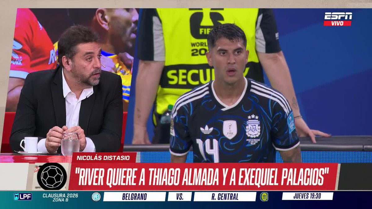 "RIVER ESTÁ SERIAMENTE TRABAJANDO, CON DECISIÓN Y DINERO, EN LA POSIBILIDAD DE TRAER A THIAGO ALMADA Y EXEQUIEL PALACIOS" ℹ️ Nicolas Distasio 📺#ESPNEquipoF | #DisneyPlus Plan Premium