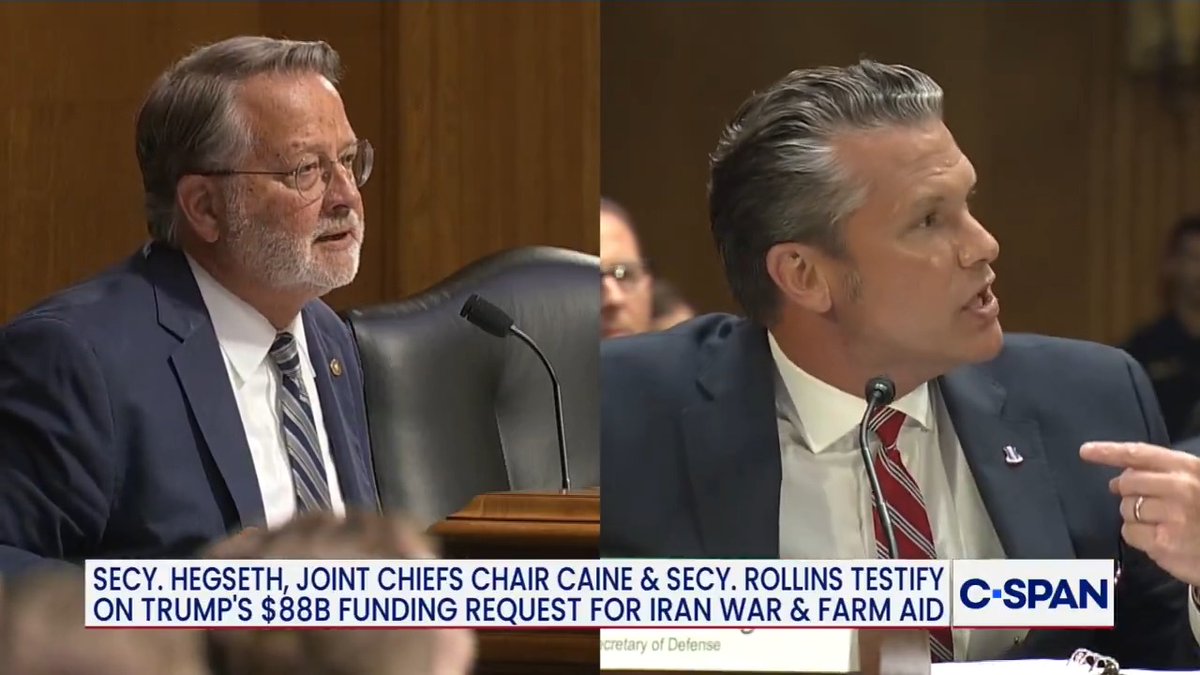 Hegseth and Senator Gary Peters (D-MI) heated argument: Peters: "You sir, are the failure — not the men and women who are on that front line." Hegseth: "You won't show any political courage to actually fund our department because you have Trump derangement syndrome..."