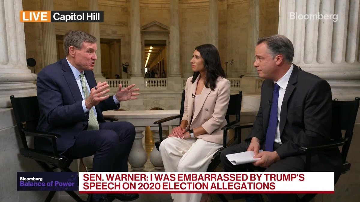 "I'm obsessed about AI," says Sen. Warner, noting the need for regulation