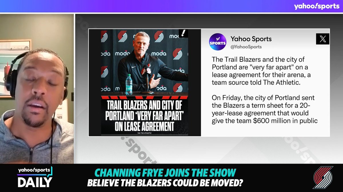 "Moda Center is the oldest, crustiest arena in the league." Channing Fyre believes Tom Dundon will move the Portland Trail Blazers 🤔 (via Yahoo Sports Daily)