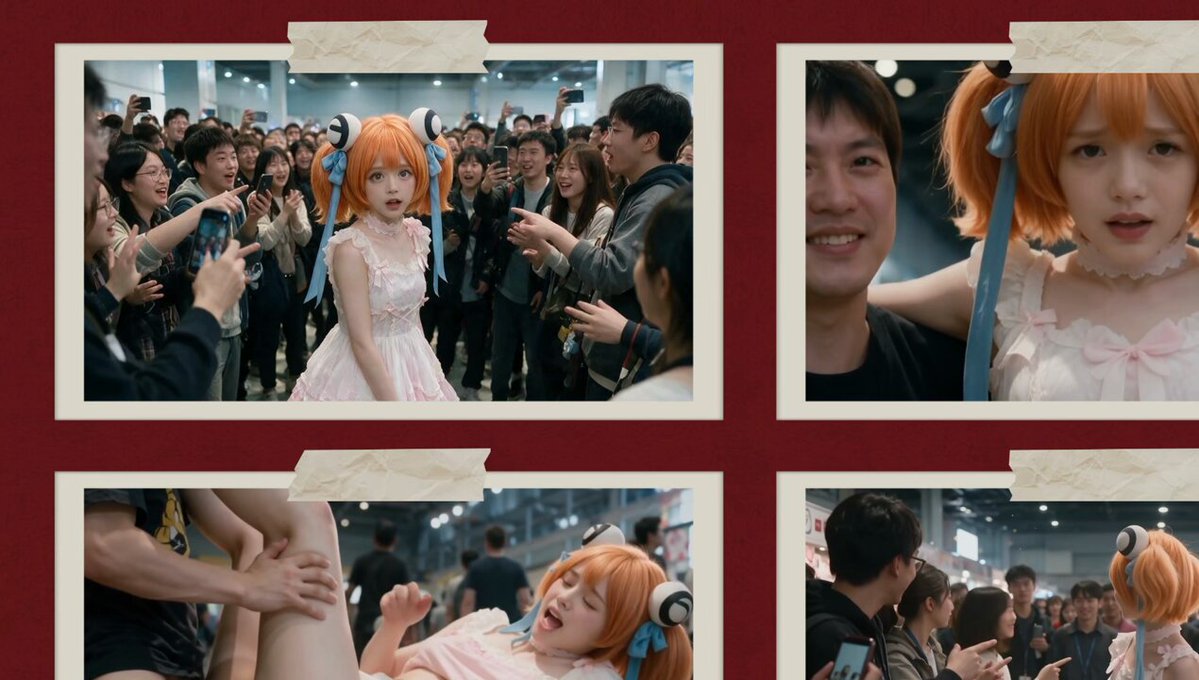 Ac娘在漫展中被狂热粉丝们轮番凌辱……衣服被撕烂，大屌排队猛插她骚穴和嘴巴，操得她眼翻白、淫水狂喷、哭喊连连，快来人救救她啊～ 更多好看里番→