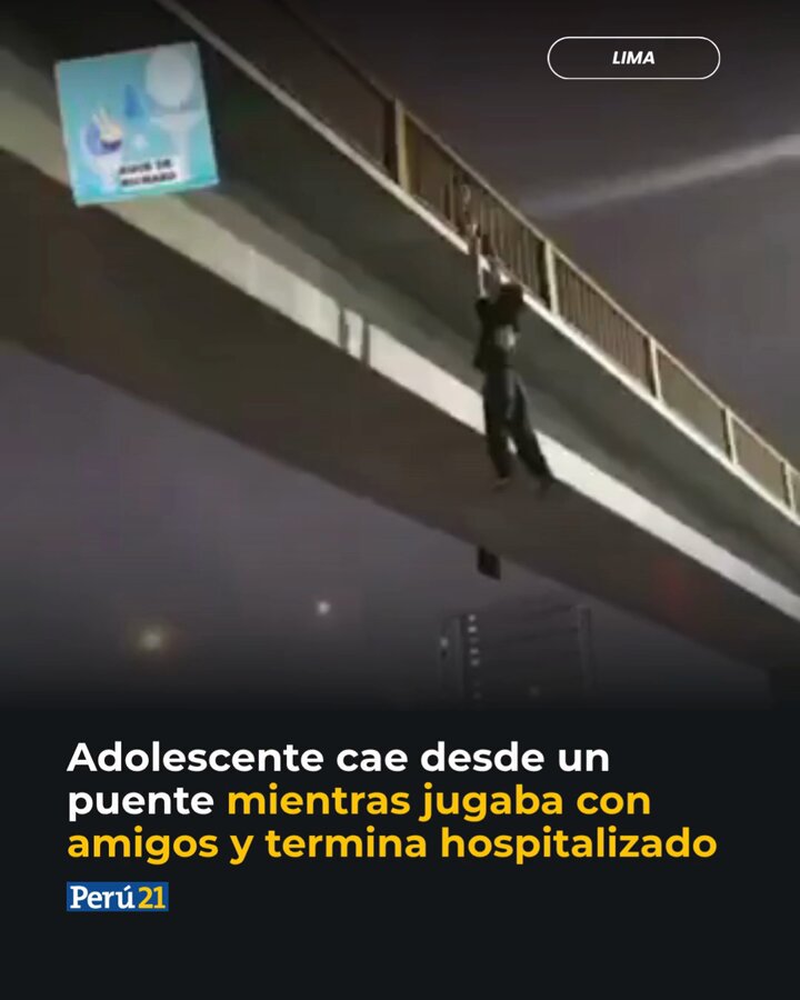 Lo que parecía ser un juego entre amigos terminó en un grave accidente en el distrito limeño de San Miguel. Un adolescente cayó desde un puente peatonal ubicado en la intersección de las avenidas Venezuela y Universitaria luego de colgarse de la estructura mientras sus compañeros registraban la escena con sus teléfonos celulares. 📌 Más información en nuestra web: