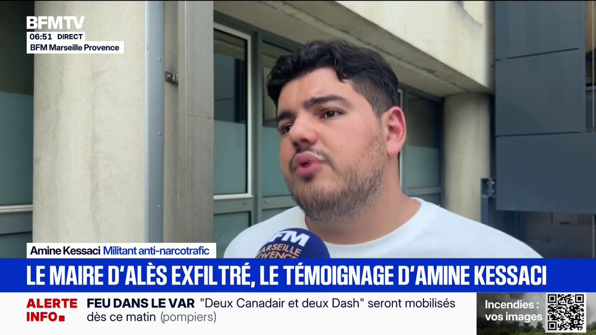 Exfiltration du maire d'AlÚs: "Je veux lui dire à la fois tout mon soutien et à la fois qu'il n'est pas seul", déclare Amine Kessaci, militant anti-narcotrafic