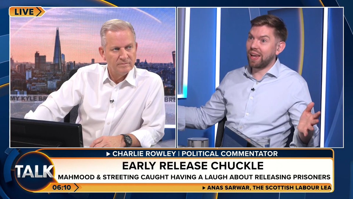 🚨"So so wrong, so disrespectful" Jeremy Kyle and Charlie Rowley are APPALLED at Shabana Mahmood and Wes Streeting having a laugh about letting out violent criminals in Labour's early prison release scheme. Charlie Rowley | Jeremy Kyle