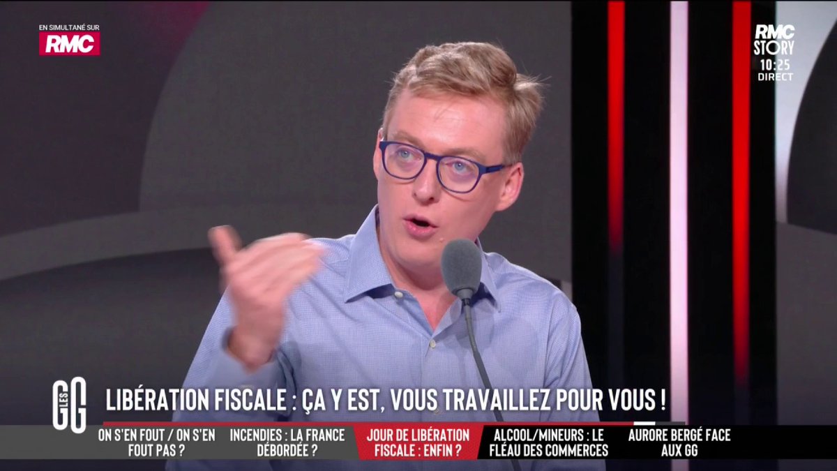 💸 "En France, on paye plus de cotisations que ce qu'on a dans la poche à la fin du mois." 🗣️ Antoine Diers : "Nous sommes champions de la pression fiscale en Europe. Il y a 55,6 % du salaire brut qui part à l'État, il n'en reste que 44,4 % au salarié." #GGRMC