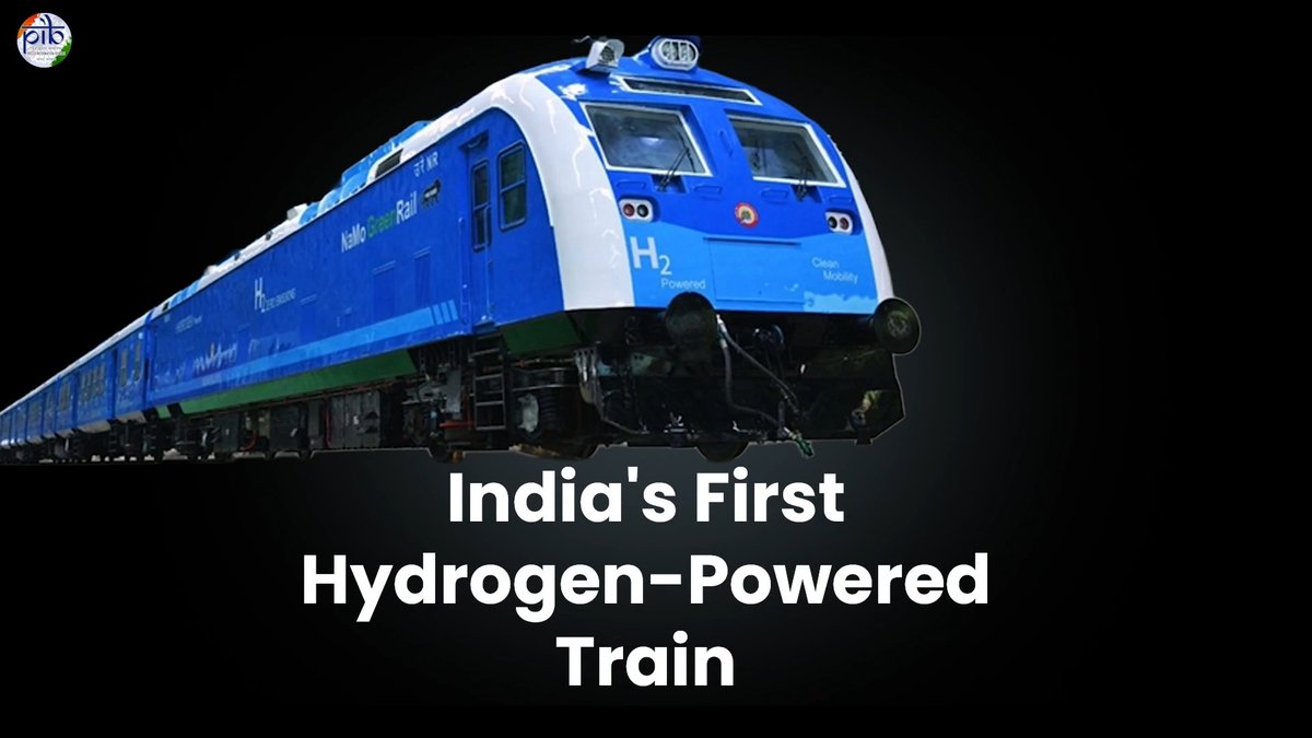India's first indigenous #hydrogen-powered train marks a significant milestone in sustainable rail transportation🚄 Launched on the Jind–Sonipat section of the Northern Railway, the train integrates hydrogen fuel cell technology with robust safety systems. It demonstrates clean rail mobility and lays the foundation for future hydrogen-powered railway operations. #HydrogenTrain Ministry of Railways Watch!📽️ 🔗
