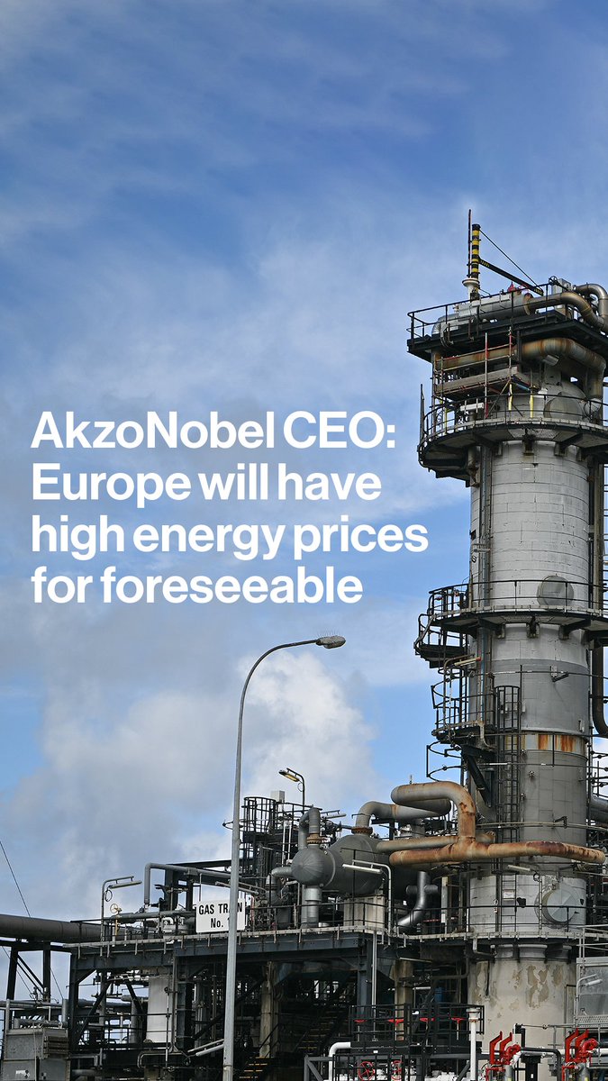 "Europe is going to have high energy prices for the foreseeable future." AkzoNobel CEO Gregoire Poux-Guillaume says Europe's energy supply environment is going to be "challenged for years to come"