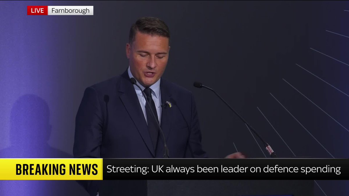 "We will be unapologetic about backing Britain, British ingenuity, British workers, communities in every corner of this great country." Defence Secretary Wes Streeting emphasises how the 'UK has always been a leader on defence spending' ⬇️