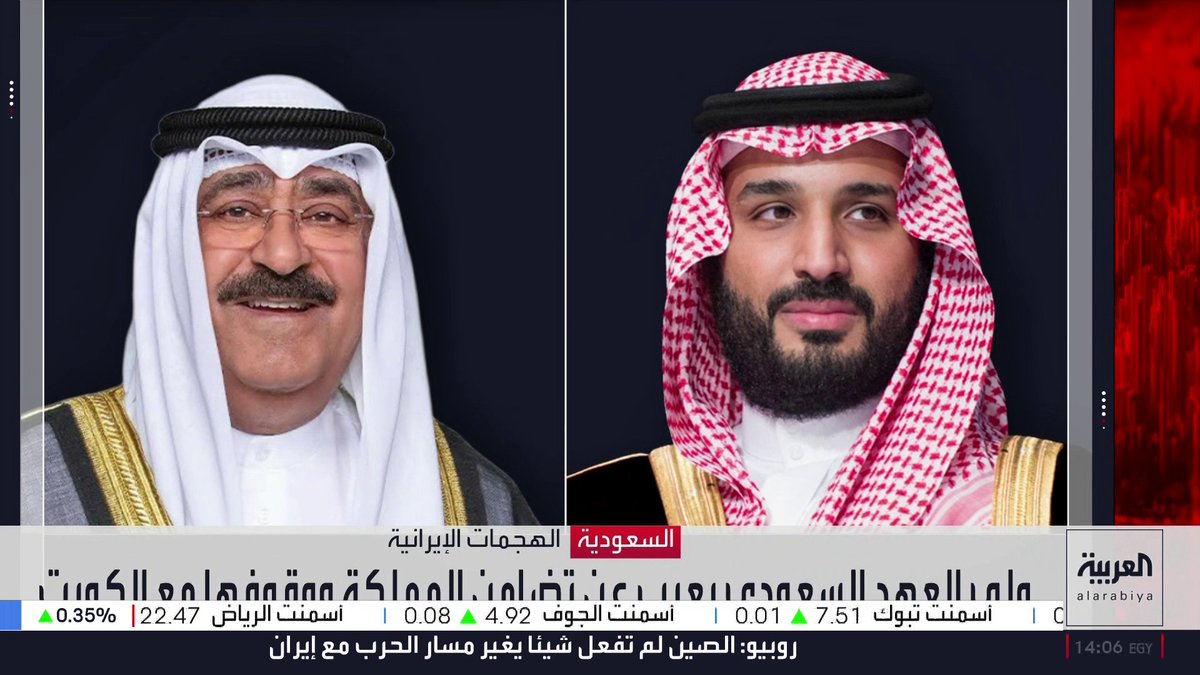 الأمير محمد بن سلمان يؤكد في اتصال هاتفي مع الشيخ مشعل الأحمد دعم السعودية للكويت في وجه الاعتداءات الإيرانية المتواصلة