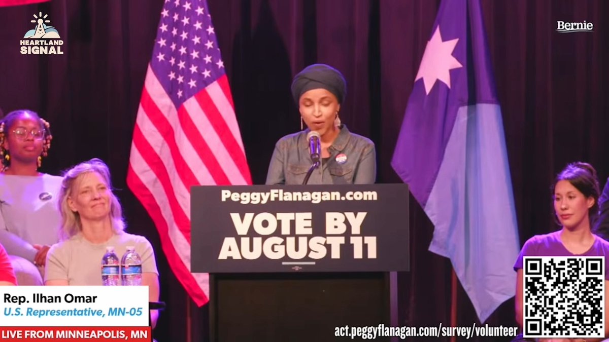 ILHAN OMAR: "...Elections are not decided by the biggest check. They are decided by ordinary people like us in this room. They are decided by the people who show up. Let's show this country that organized people always beat organized money."